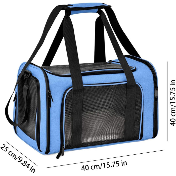 Транспортувальна переноска для котів та маленьких собак, складана, для подорожей (блакитна)
