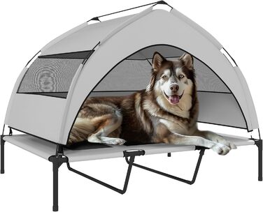 PawHut лежанка для собак 122x92x94 см, з піднятою спинкою, знімний чохол, велика, сталева, сіра та чорна