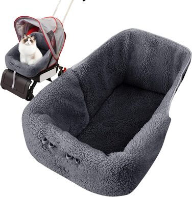 Матрац для тварин у візочок – зимова подушка для собак та котів, магнітна, для цуценят, кошенят, у подорожах, на прогулянках, в авто, до ветеринара, сірий