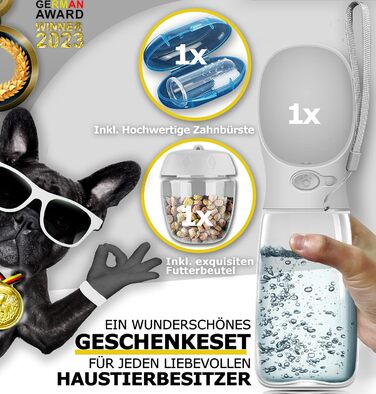 Набір з 2 шт. туристичних пляшок для собак з щіткою | Пляшка для собак 550 мл, вища якість, не протікає | Для подорожей