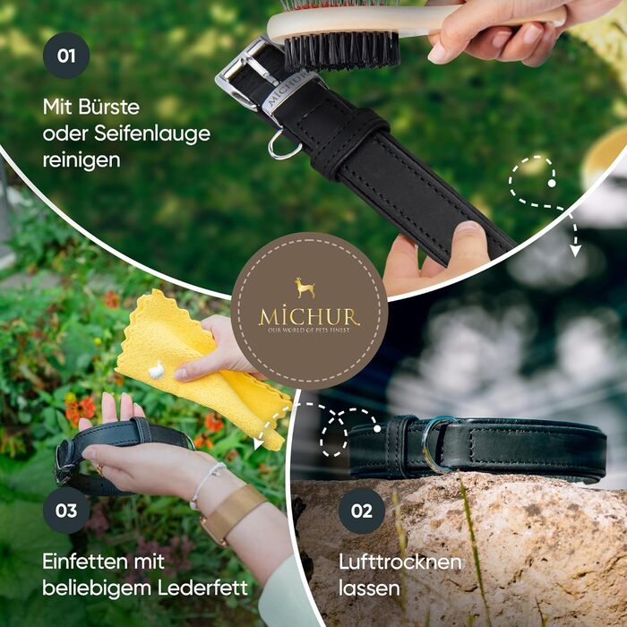 Michur Minimo – шкіряний нашийник для собак, коричневий, різні розміри