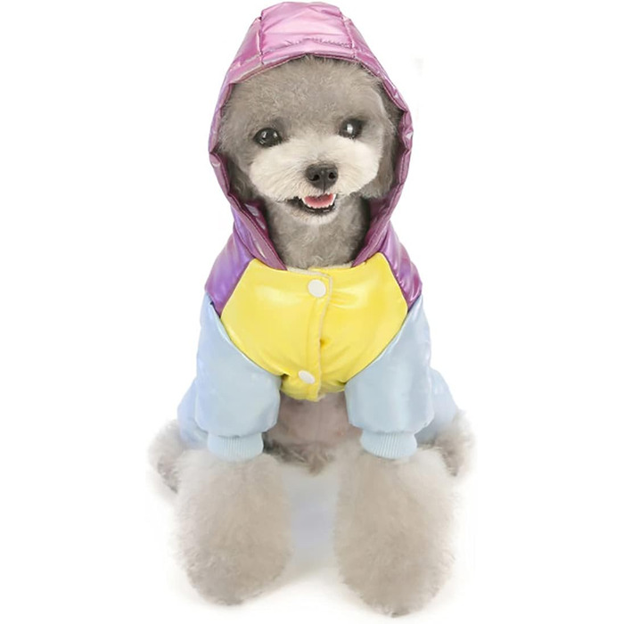 Тепла куртка для собак Izefia Winddichte, для холодної погоди, 4 ноги, теплий зимовий комбінезон для маленьких та середніх собак та котів, XL, фіолетовий