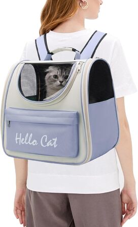 Рюкзак для кота та собаки PETCUTE з сіткою, дихаючий, з поводком, знімний килимок, блакитний