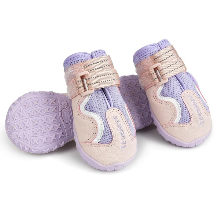 Чоботи для собак Truelove, водонепроникні, з світловідбиваючими ремінцями, зелені (4 шт., 4 розміри), рожеві