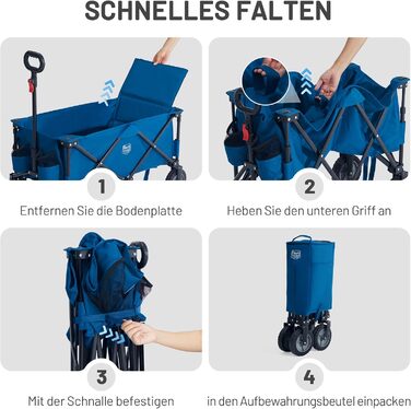 Возик вантажний Timber Ridge XXL, складаний, з кишенею та тримачем для напоїв, для саду, кемпінгу, покупок (Блакитний)