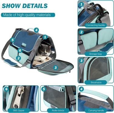 Транспортна переноска для собак та котів PETCUTE, дихаюча, складана, з м'яким матрацом, з плечовим ременем, сертифікована для авіаперевезень, жовта