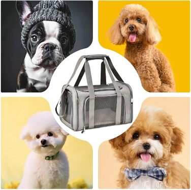 М'яка переноска для котів та собак, переноска-сумка для подорожей | Зручна, дихаюча переноска для тварин, складана переноска для собак та котів (Сіра)