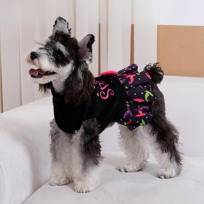 CuteBone Синій собачий светр з сніжинками, одяг для цуценят, зручні толстовки та зимові куртки для собак, отвір для повідка DS72-DE (L, Halloween 3)