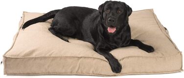 JAMAXX Преміум подушка для собак з якісного льону/Ортопедичний пінополіуретан Memory Visco/Знімний чохол, що стирається/Водовідштовхувальний внутрішній чохол - лежанка для собак PDB1005 (L) 120x90 Кофе-беж