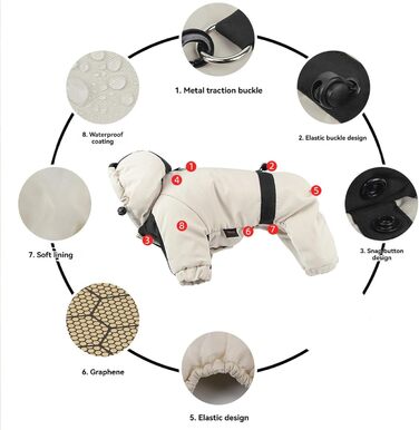 Зимовий теплий куртка для собак маленьких порід з капюшоном, водонепроникний, з підкладкою з графіту, розмір S, червоний