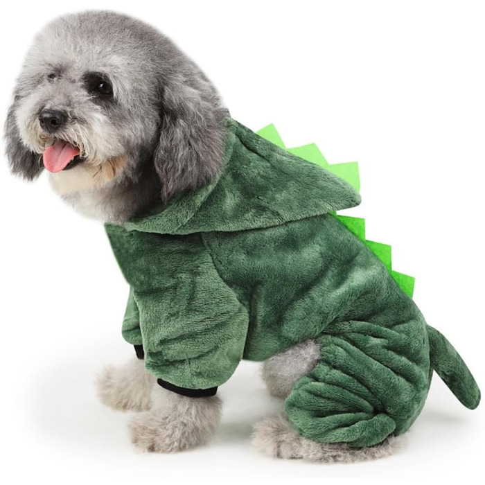 Костюм для собак FRCOLOR (зелений, L) - 3 шт. Динозавр, теплий матеріал, для свят та фотосесій