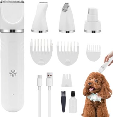 Набір для догляду за домашніми тваринами: тример, ножиці, щітка, інструменти для грумінгу собак та котів | Білий