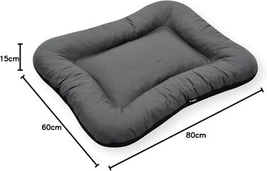Клео - лежанка для собак середніх порід, 80x60 см, графітовий колір, знімний чохол, водонепроникна, з блискавкою