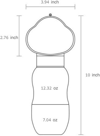 Водяна пляшка для собак з контейнером для корму GCFTIFF, 2-в-1, вилкауф-система, для прогулянок та подорожей