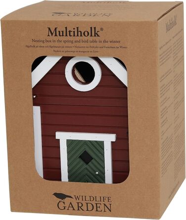 Дерев'яний годівничка та будиночок для птахів Wildlife Garden WG101 Multiholk Schwedenkate, комбінований ністбокс і годівниця