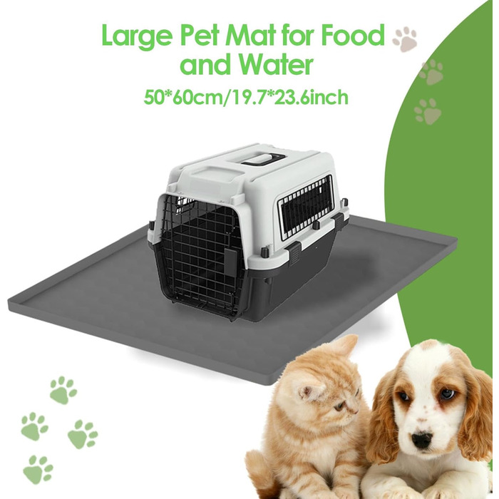 Килимок для годування собак, вологостійкий килимок під миску для тварин, великий силіконовий килимок з бортиком, 50 x 60 см, захист від бруду, килимок для цуценят