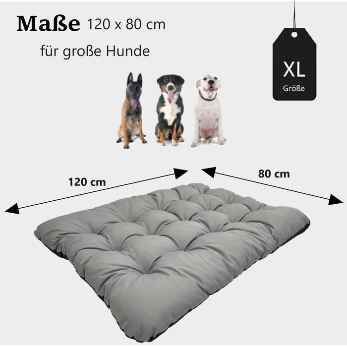 Килимок для собак KING DOG XXL 120 x 80 см, водовідштовхуючий, для великих і середніх собак. Комфортний, м'який, легко миється. Сірий колір, висота 10 см. Куліматичний килимок для домашніх тварин.