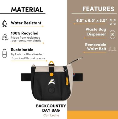 ОлліДог Backcountry Tagestasche - сумка для ласощів та відходів для собак, з кліпсою на пояс, Raven S'25