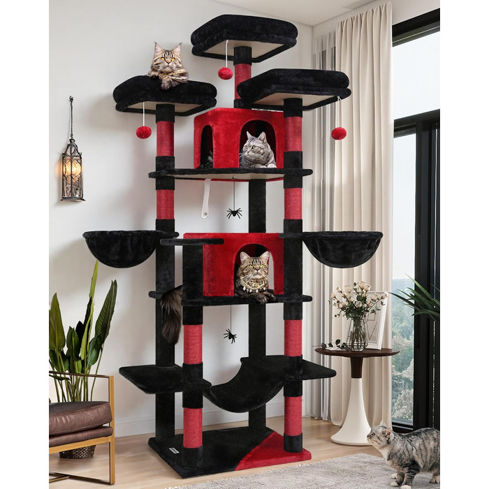 Розкішний котячий комплекс Globlazer 204 см з будиночками, гамаками та когтеточками - для великих котів та кількох котів