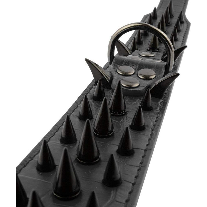 Нашийник для собак Haoyueer з шипами, 5.1 см, шкіряний, чорний, L (для середніх та великих собак: Пітбуль, Лабрадор, Боксер, Ротвейлер, Німецька вівчарка)