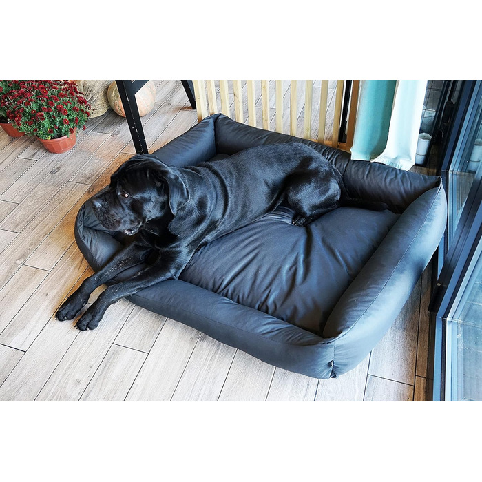 Водонепроникне собаче ліжко 4L Textil Koko для великих собак, корзина, знімний та пральний чохол, графіт (120x100 см)