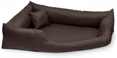 Ліжко для собак Juelle з штучної шкіри, кутовий дизайн, для середніх та великих собак, м'яке ліжко-софа Gabi M-XXL (100x100 см, темно-коричневий) L - 100x100x22 см, коричневий