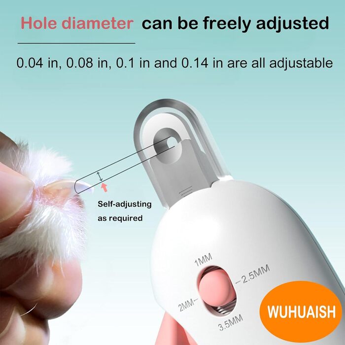 Регульовані ножиці для обрізання кігтів домашніх тварин з 4 розмірами, захистом від травм, прихованим напильником та неслизькою ручкою для собак, котів та дрібних тварин