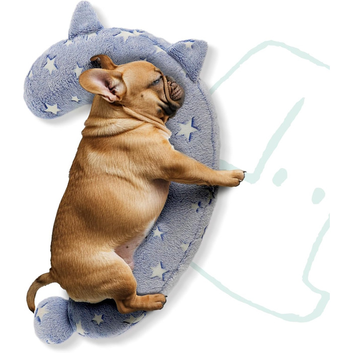 Подушка для собак POMESEA, велика, синього кольору. М'яка подушка для розслаблення з щільної бавовни для підтримки голови, шиї та спини. Машинне прання, зручна іграшка для собак, світиться в темряві.