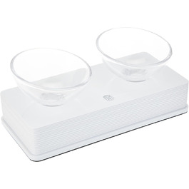 Миска для котів Catit Style Glass Diner, скляна, піднята, чорна глянцева, 2 x 200 мл (біла глянцева)