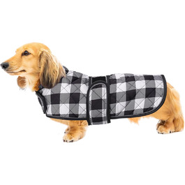 Водонепроникний теплий дощовик для такси для дрібних собак, тепла підкладка з флісу, регульований, чорно-білий, M (довжина спини 42-45 см)