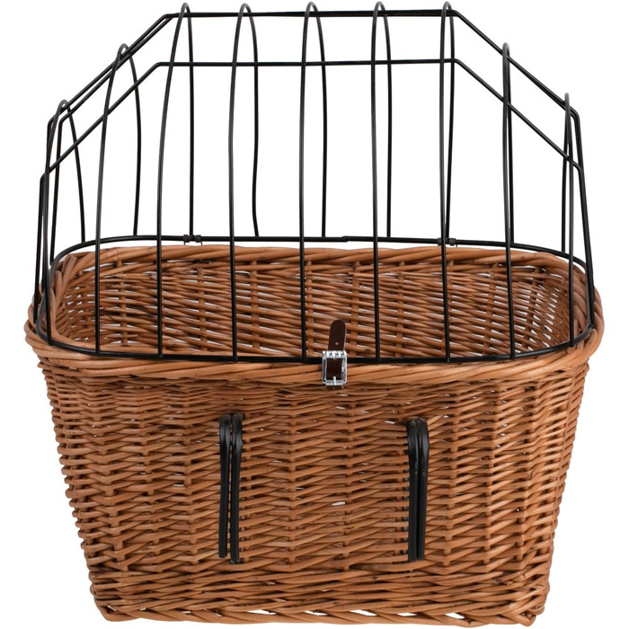 Ретро кошик для велосипеда з кришкою, плетіння з лози, для перевезення тварин (без тканинної обробки)