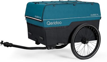 Qeridoo Qubee XL Petrol: Складаний вантажний причіп з об'ємом 220л та швидкою з'єднювальною рамою | Причіп для велосипеда & візок-валіза з повітряними шинами | Аксесуари для велосипеда | Велосипедний причіп