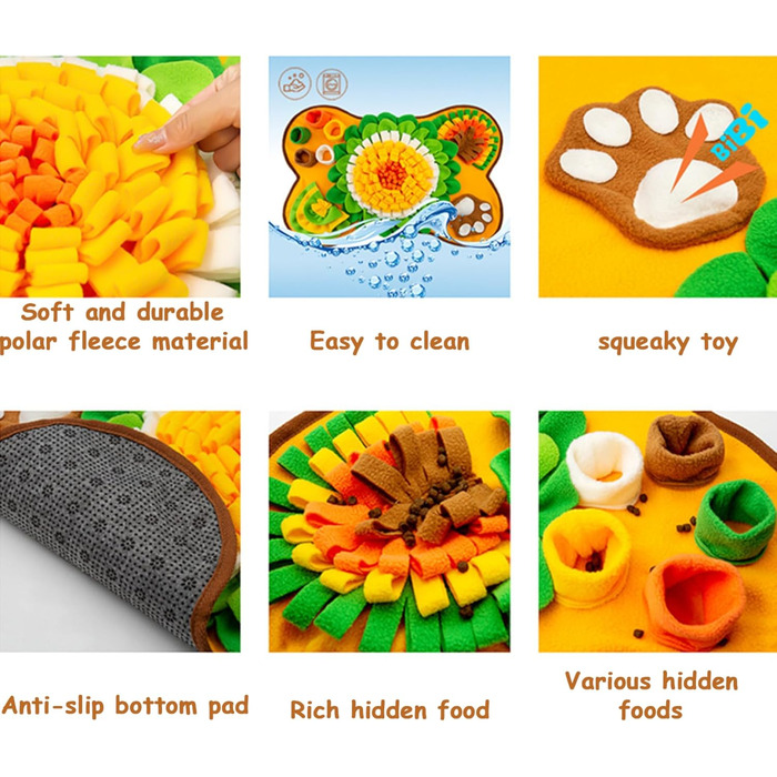 Килимок для собак, 63,5 x 43,2 см, великий, миючий, з дзвоником, антиковзкий, для інтелектуальних ігор, іграшка-головоломка для собак