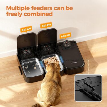 Автоматичний дозатор корму для котів та собак: 700 мл, з таймером на 48 годин, з мисою, нержавіюча сталь