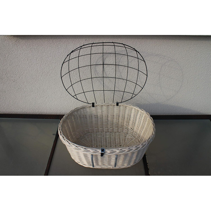 Корзина для велосипеда Marcus Hundefahrradkorb для собак, плетіння з лози, з металевою сіткою та подушкою, велосипедна корзина для тварин, еко-дизайн (XXL без подушки)