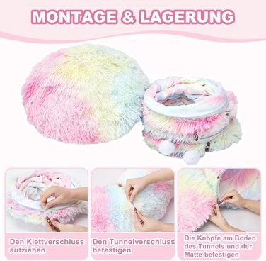 Тунель-ігровий комплекс для котів з лежаком, XXL, з бавовняного плюшу, з іграшками, для котів, кроликів, ховрашків, кольоровий