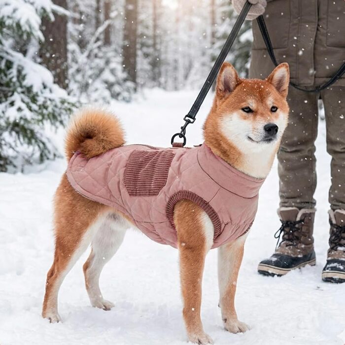 Теплий зимовий одяг для собак FeimaX: вітронепроникна куртка з флісовою підкладкою, D-Ring, для малих та середніх собак, рожевий, 3XL
