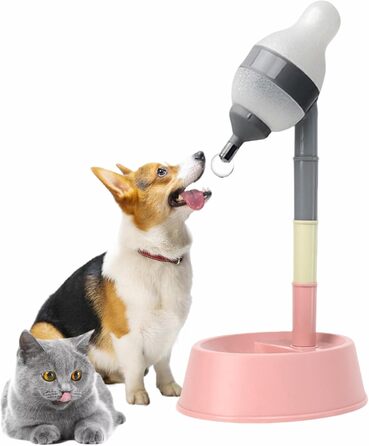 Автоматичний диспенсер для води для котів та собак iFCOW, регульована висота, знімний стрижень, автоматичне годування (Gerry + Pink)