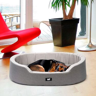 Крісло-ліжко для собак Ferplast, великих порід, сіре, 80 x 55 x 18 см, бавовна, з антибактеріальним та антивірусним захистом, миється