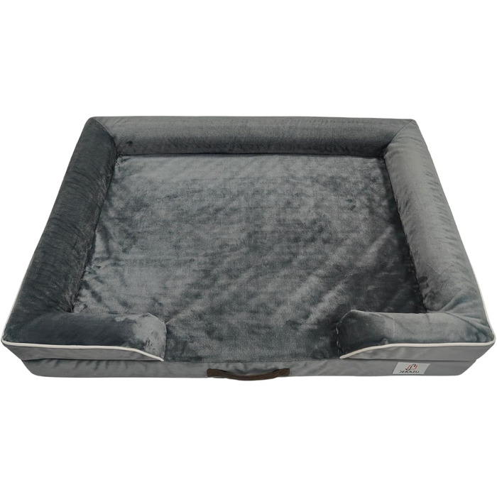 Ортопедичне ліжко для собак великих порід, вологостійке, з Memory Foam, знімний чохол, антиковзаюча підставка (XL, сірий) 89 x 64 x 17 см