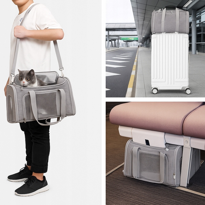 Переноска для котів та собак, сумка з плечовим ременем, 45x30x30 см, розмір M (I218)