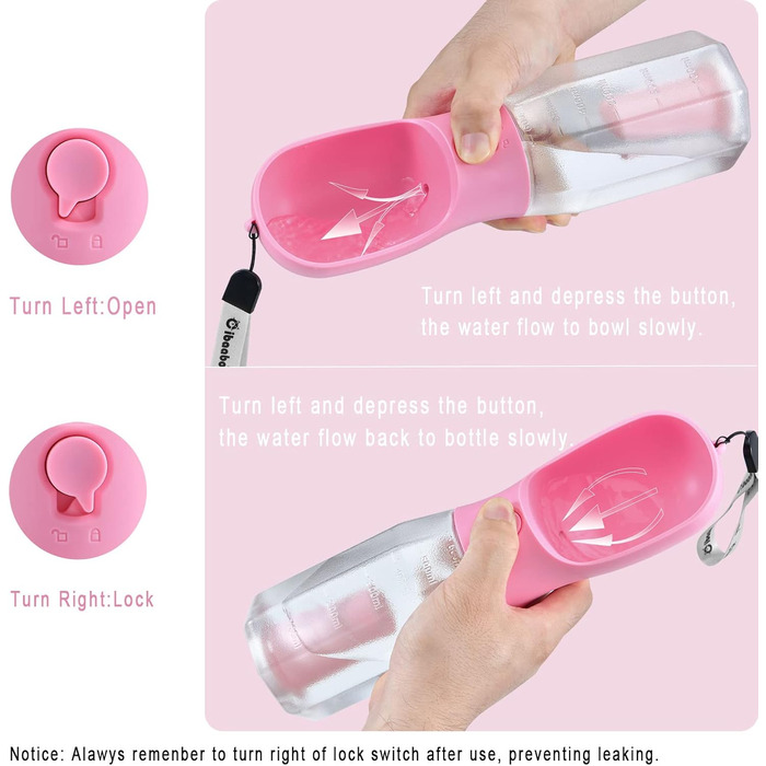 Водяна пляшка для собак Cibaabo з контейнером для корму та тримачем для відходів, 590 мл, портативний диспенсер для домашніх тварин, з витокозахисним замком, фільтром з активованого вугілля для пиття, годування, подорожей, прогулянок та походів