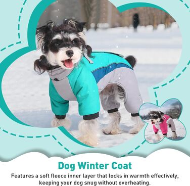 Зимовий теплий куртка для собак, водонепроникний комбінезон на 4 лапи з D-початком та світловідбиваючими смугами (Чорний/Сірий, M)