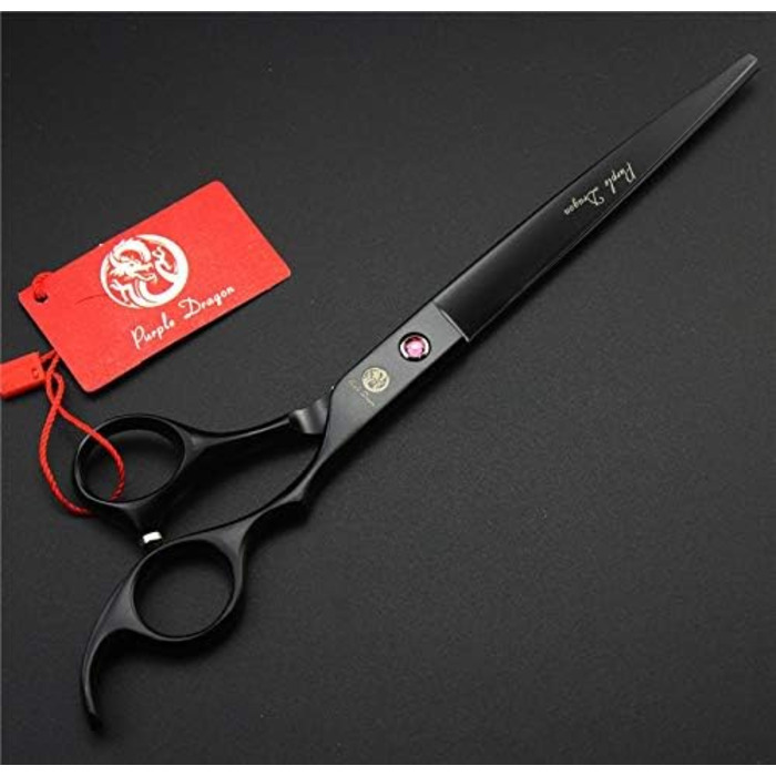 Набір для догляду за собаками Purple Dragon: вигнуті та фінішні ножиці, 20.3 см (8 дюймів), чорний колір