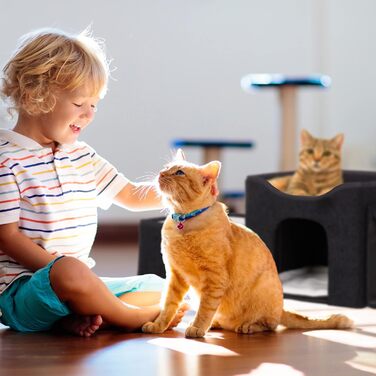 Будиночок для котів Relaxdays, складаний, 3 місця для лежання, з кігтеточкою, 36,5x112x41 см, чорний