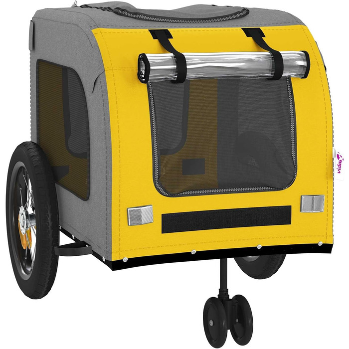 Причіп для собак vidaXL, жовтий, 125 x 53 x 54 см, до 45 кг, з прапором та відбивачами