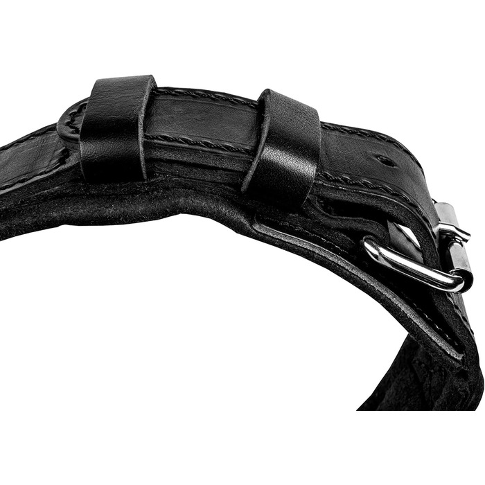 Шкіряний нашийник для собак Dingo Gear Drago, з ручкою, амортизований, чорний, ручна робота, 48-56 см