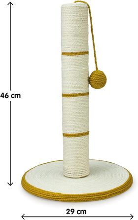 Кігтеточка для котів ARQUIVET з м'ячиком - біла та золота, 30x30x46 см, іграшка для котів