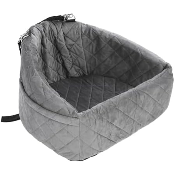 Автомобільний лежак для собак на заднє сидіння, 50x52x28 см, сірий. Лежак для собак у машину з кріпленнями, водовідштовхуючий, для маленьких та середніх порід