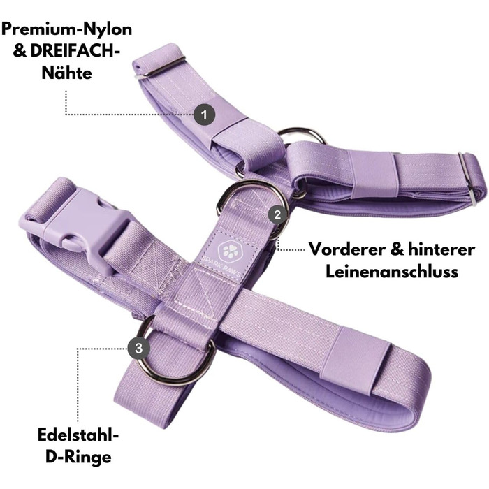 Нашийник для собак Spark Paws No-Pull – фіолетовий, L (36-68 кг) – для великих порід, Pitbull, Боксер